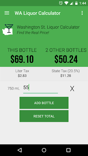 WA State Liquor Calculator