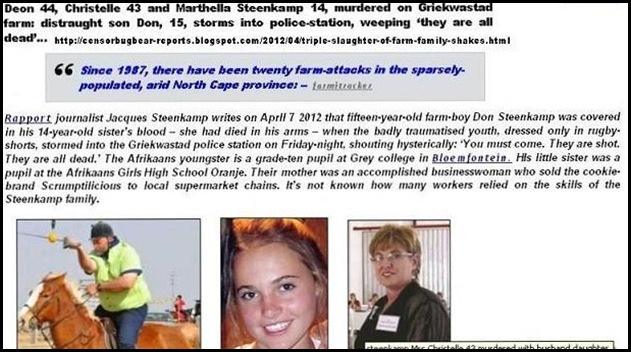 Steenkamp Deon Christelle daughter 14 murdered Griekwastad THUMB Apr72012 COMBINED STORY