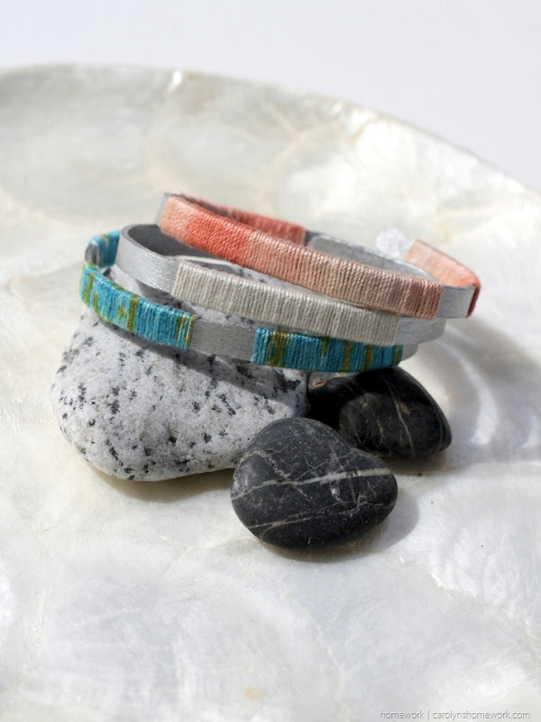 Craft Stick Twine Wrapped Bangle Bracelets via homework 