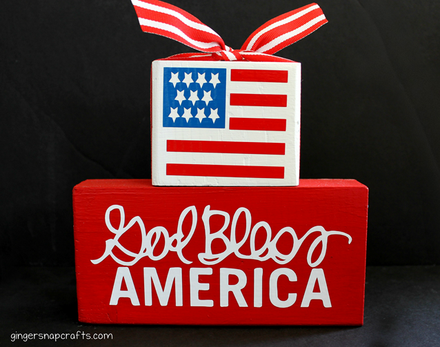 God Bless America craft block with Silhouette