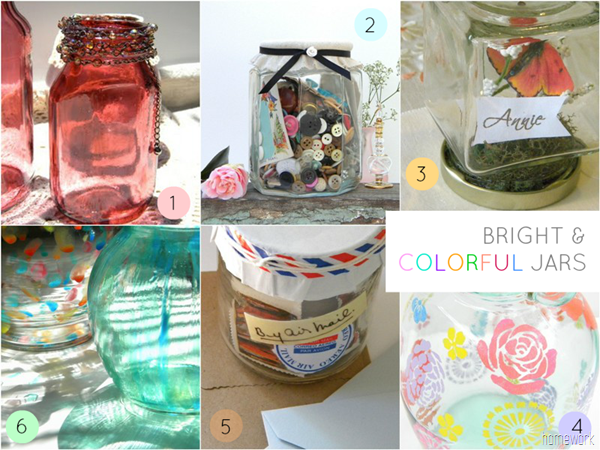 Bright and Colorful Jars Collage