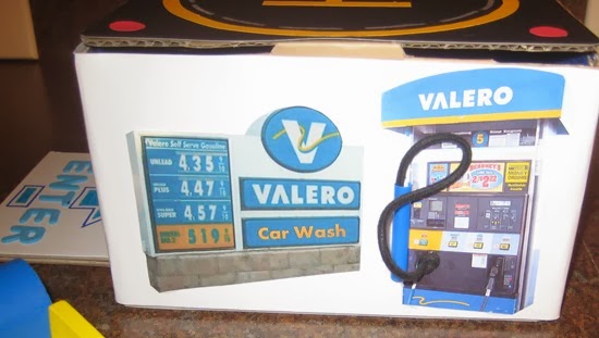 Cardboard Toy Car Wash, Helicopter Pad, ATM, and Gas Station Pump Valero, Chase Bank 112