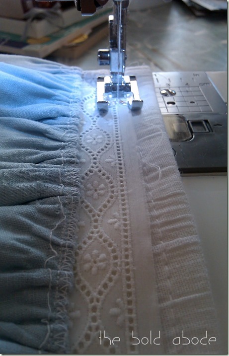 Attach ruffle to flour sack towel