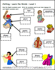 Clothing vocabulary for esl ell students