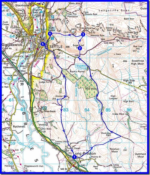 Our route - 17km (11 miles) with about 500m ascent, in 4.5 hours