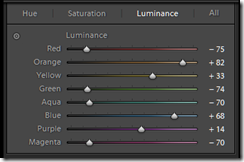 enhancing comtrasting colours and supressing the others in lightroom