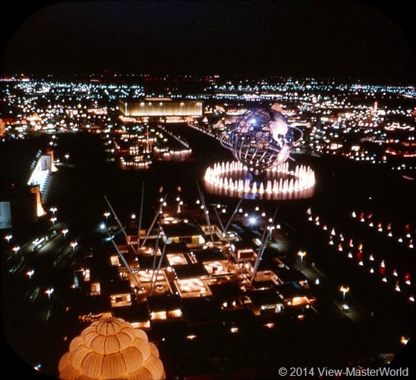View-Master New York World's Fair 1964-1965 (A671),Scene 21 Federal and State Area at Night