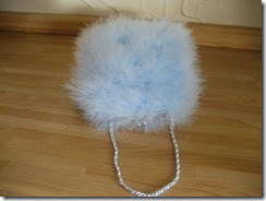 Handbag Fluffy Pale Blue with Ribon Handle