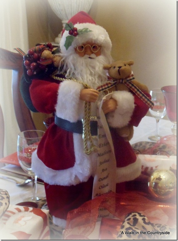 a walk in the countryside: santa and leopard tablescape