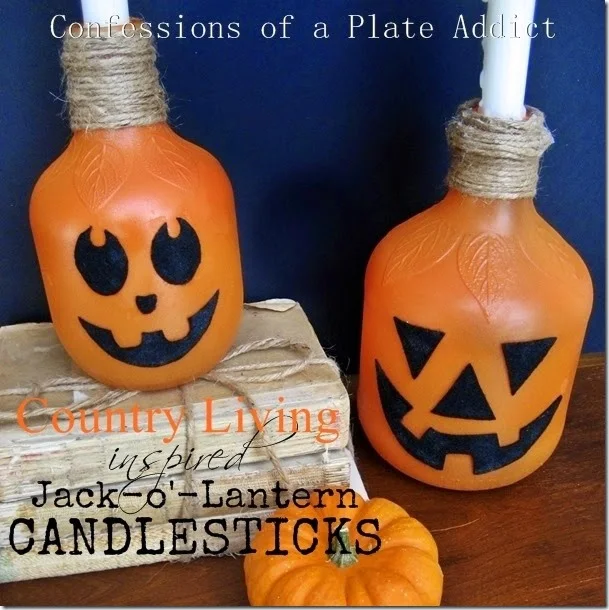 CONFESSIONS OF A PLATE ADDICT Country Living Inspired Jack-o'-Lantern Candlesticks