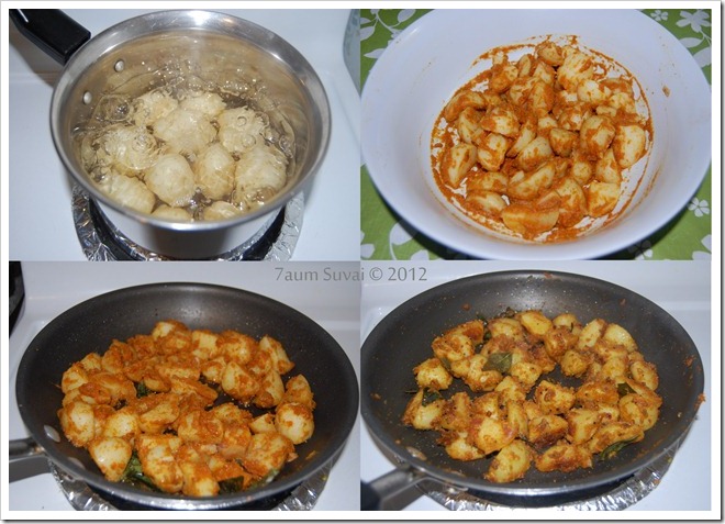 Baby potato stir-fry Process