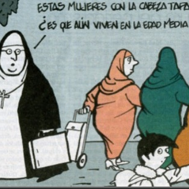 humor gráfico monjas criticando a mujeres árabes con velo