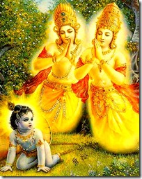 Nalakuvara and Manigriva seeing Krishna