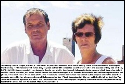 JOOSTE Katrien and chris murdered 17 nov 2011 Soshanguve township during routine meat delivery round
