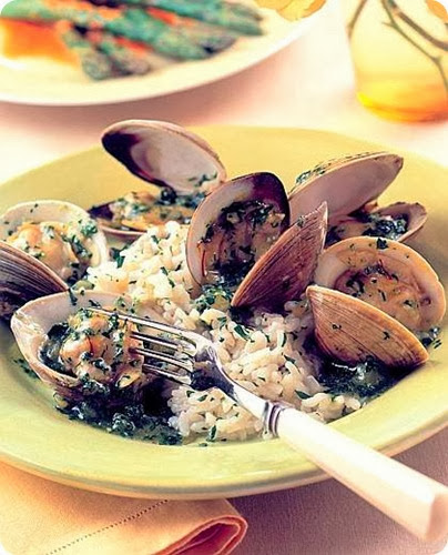 vongole con riso al pesto