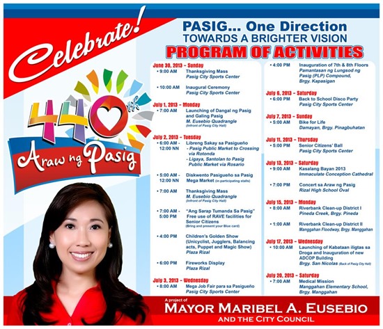 440th Araw ng Pasig Program of Activities