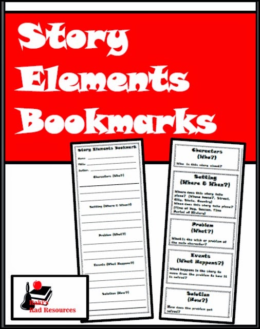 Resources to keep students reading books they enjoy while keeping them accountable for their learning.  Resources from Raki's Rad Resources - Story Elements Bookmark