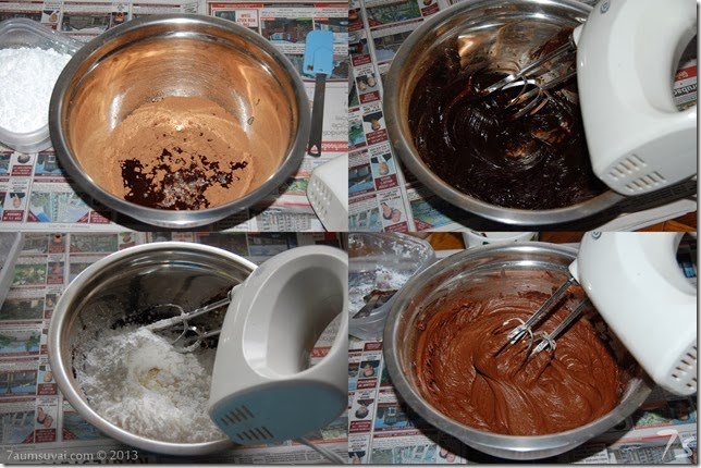 Homemade chocolate cream frosting process