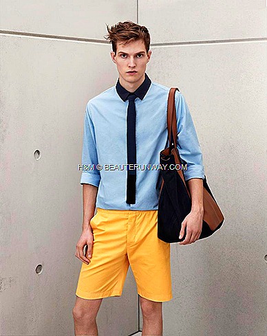 Marni H&M Mens Baby Blue Shirt  Tie  Tailored Shorts Navy Bag