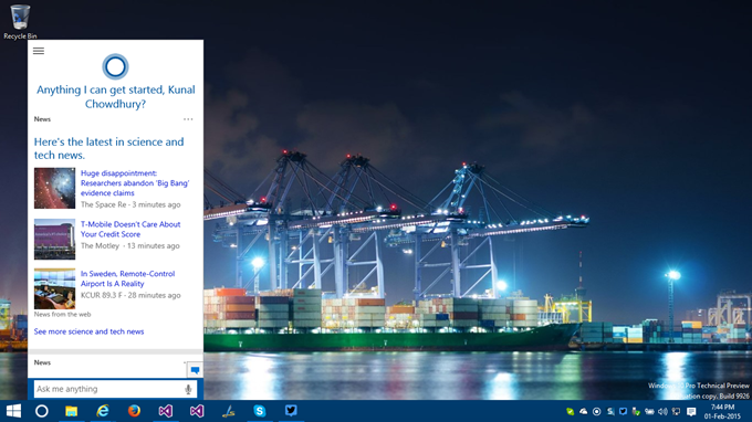 6. How to activate Cortana in Windows 10 - Cortana Activated