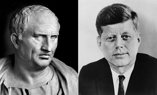 c0 Roman orator Cicero (L) and American President John F Kennedy (R)