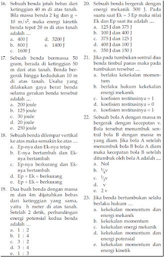 Soal Ulangan Gerak, Hukum Newton, Gaya Pegas, Usaha, Energi, Daya Dan ...