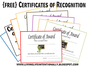 {free} Certificates of Recognition