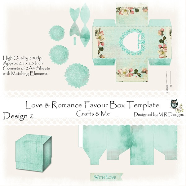 Love & Romance Favour Box Design 2 Front Sheet