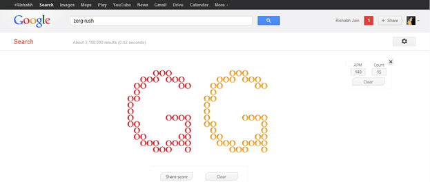 zerg rush google easter egg