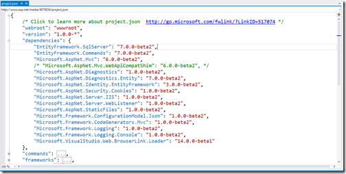 Project.json file in ASP.NET 5(vNext) - DotNetJalps