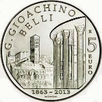 Moneta 5 euro 150.o scomparsa GG Belli Zecca Italia, rovescio 2013