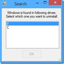 NanWick Windows Uninstaller selezionare partizione Windows da disinstallare