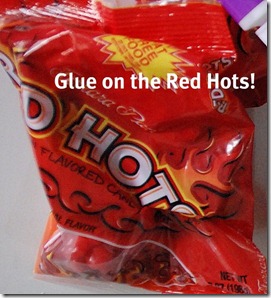 glue on the red hots