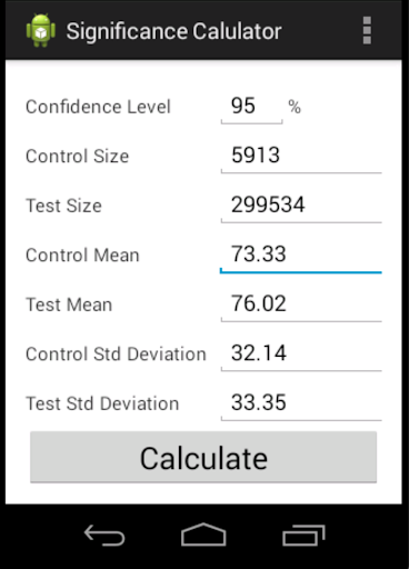 Significance Calc for 2 Means