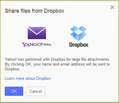 attach ไฟล์จาก dropbox ใน yahoo mail