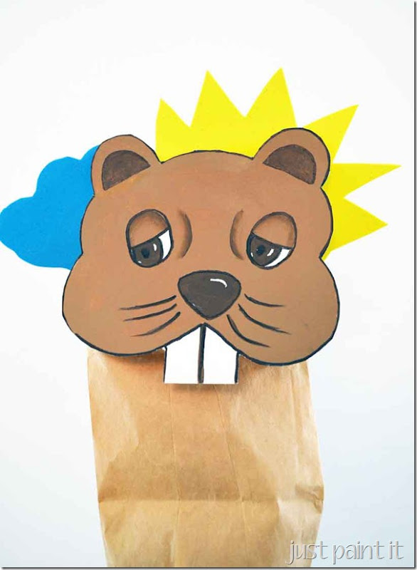 Groundhog’s Day Puppet with Printable Just Paint It Blog