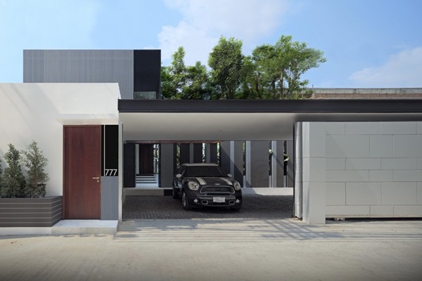 Casa YAK01 Tailandés / Ayutt y Associates Design fachada-casa-moderna-YAK01-de-Ayutt-y-Associates-Design