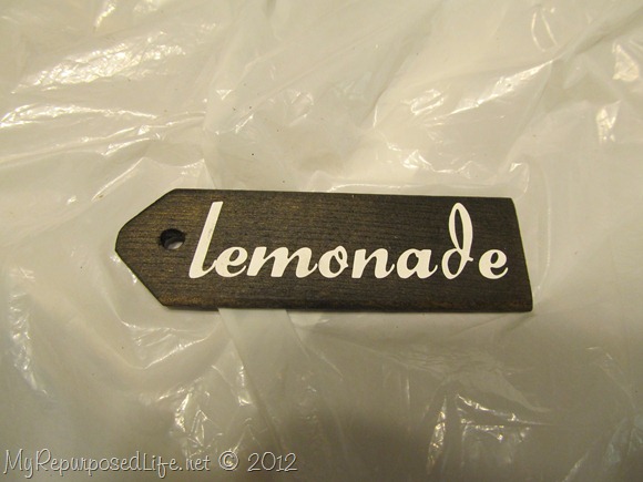 vinyl letters beverage tags (stained)