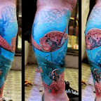 Turtle on the sea - Leg Tattoos Designs