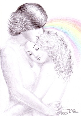 Sweet embrace pencil drawing