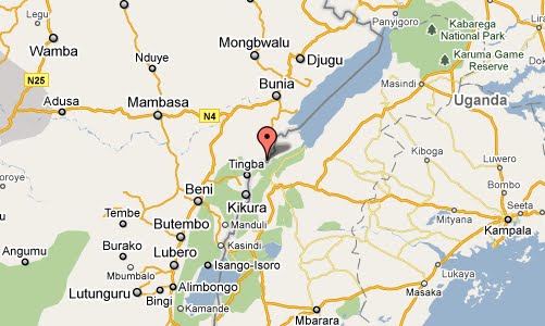 Carte de Aveba à 86 Km au sud de Bunia.