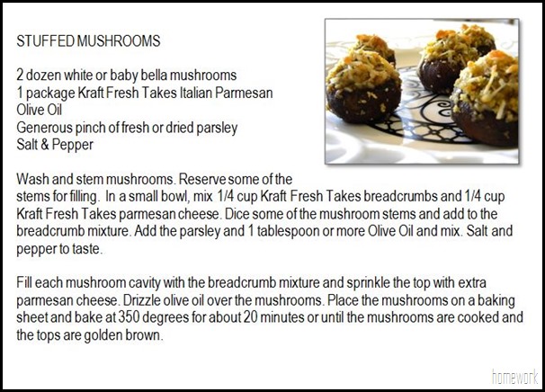 Stuffed Mushroom Recipe Card