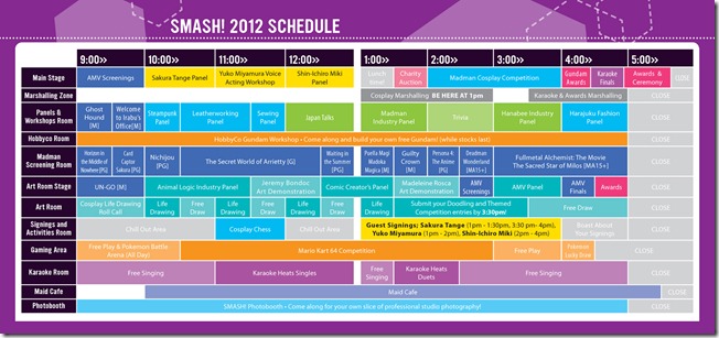 SMASH! 2012 Schedule