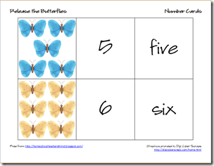 butterflies number cards 3