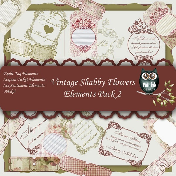 Vintage Shabby Flowers Elements Front Sheet Pack 2