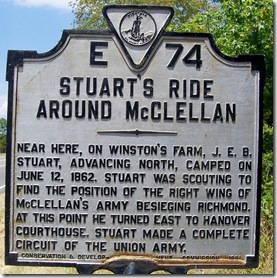 Stuart's Ride Around McClellan marker E-74 in Hanover County, VA