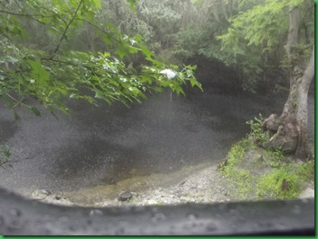 Raining in the river - see the drops on the dinette window frame?