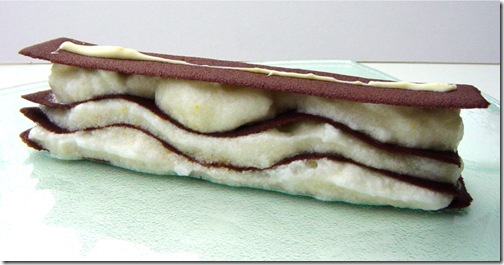 Millefeuille of Chocolate Tuiles and Apple Snow