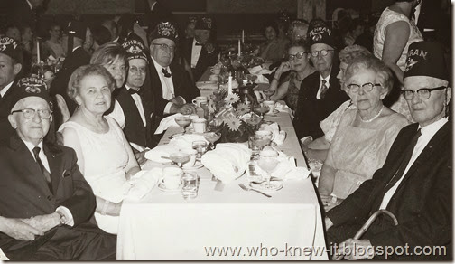 Banquet for Shriners 50 yrs or more Sig Loraine left Wm Burks opposite April 1967