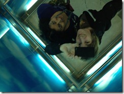 Reflected off the ceiling of our mirrored and clouded elevator at The Park Hotel in Delhi
